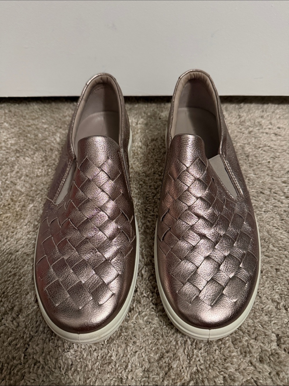 Ecco Metallic Rose Woven Slip-On Mules